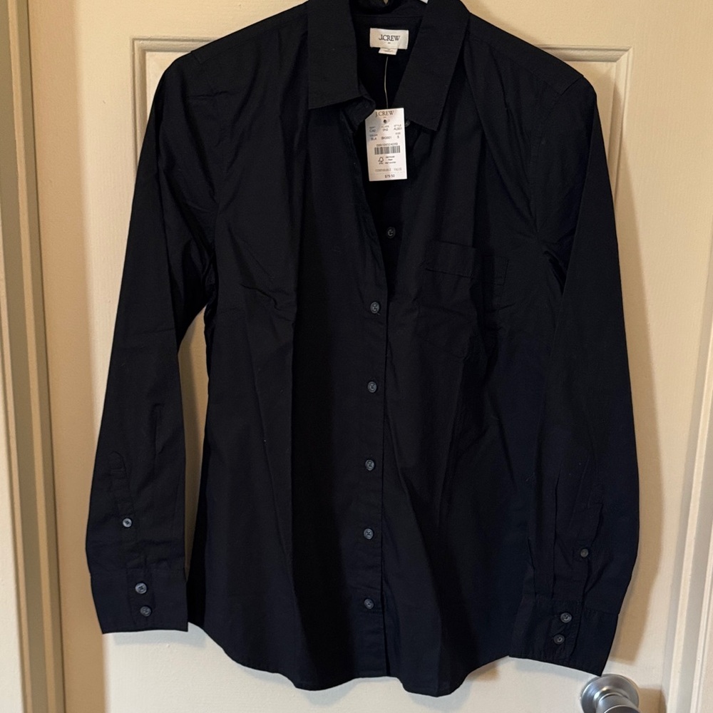 J. Crew Womens Black Long-Sleeve Button Shirt